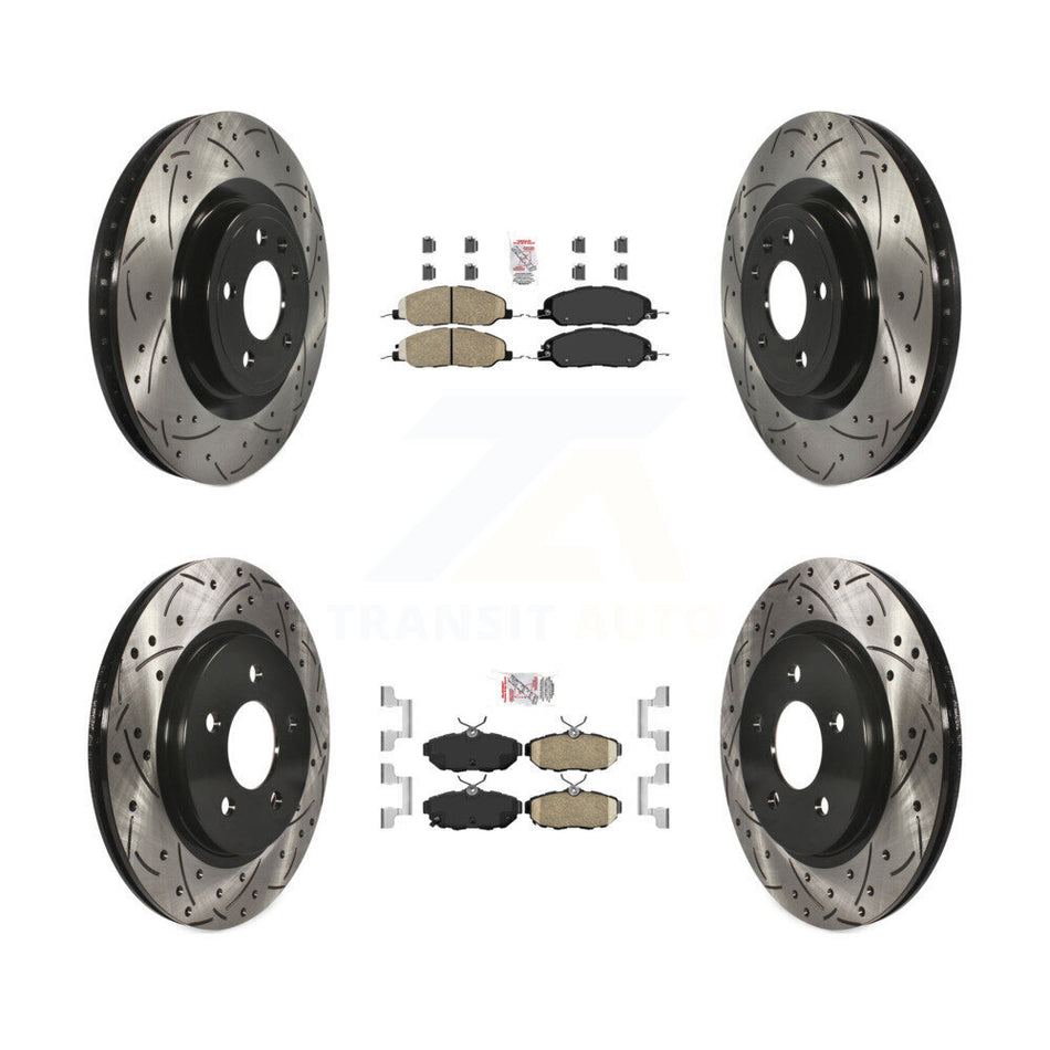 Front Rear Ceramic Pads And Coated Drilled Slotted Disc Brake Rotors Kit For Ford Mustang KDA-101454