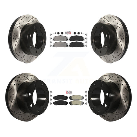 Front Rear Semi-Metallic Pad Drilled Slot Brake Rotor Kit For Ford F-250 Super Duty F-350 KDA-101461