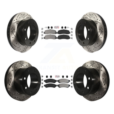 Front Rear Semi-Metallic Pad Drilled Slot Brake Rotor Kit For Ford F-250 Super Duty F-350 KDA-101462