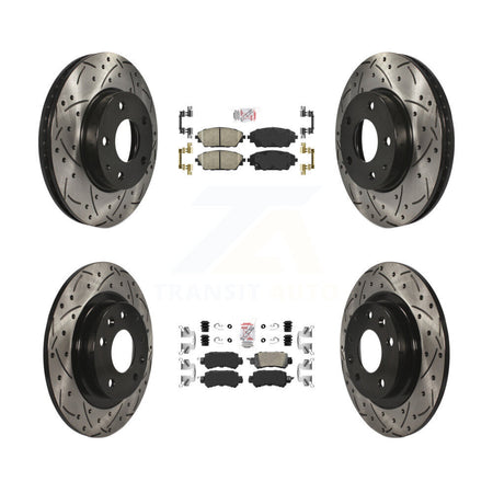 Front Rear Ceramic Pad Coat Drill Slot Disc Brake Rotors Kit For 2016-2018 Mazda CX-3 FWD KDA-101469