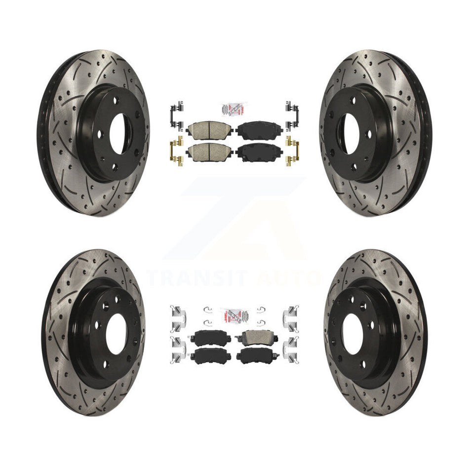 Front Rear Ceramic Pad Coat Drill Slot Disc Brake Rotors Kit For 2016-2018 Mazda CX-3 FWD KDA-101470