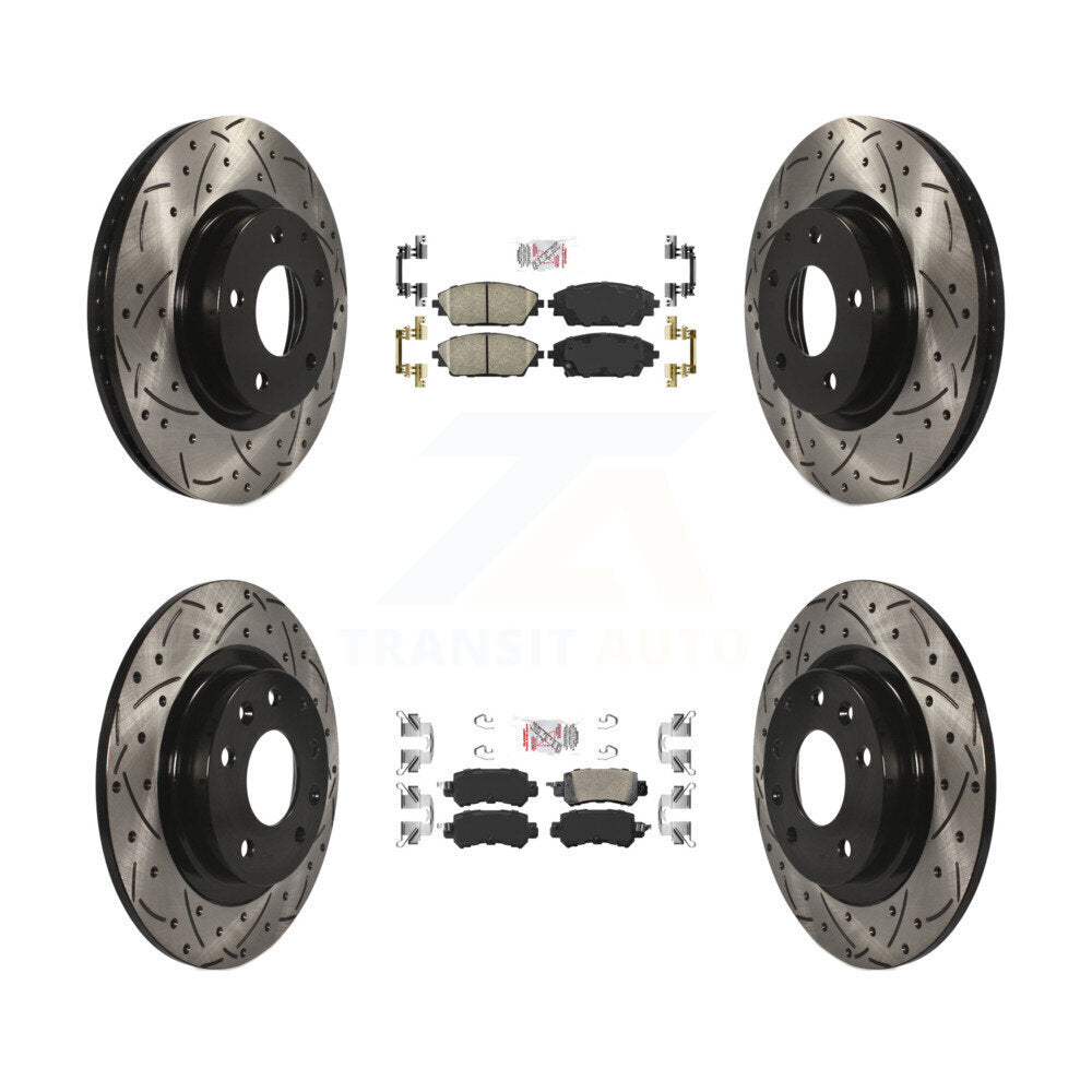 Front Rear Ceramic Pad Coat Drill Slot Disc Brake Rotors Kit For 2016-2018 Mazda CX-3 AWD KDA-101472