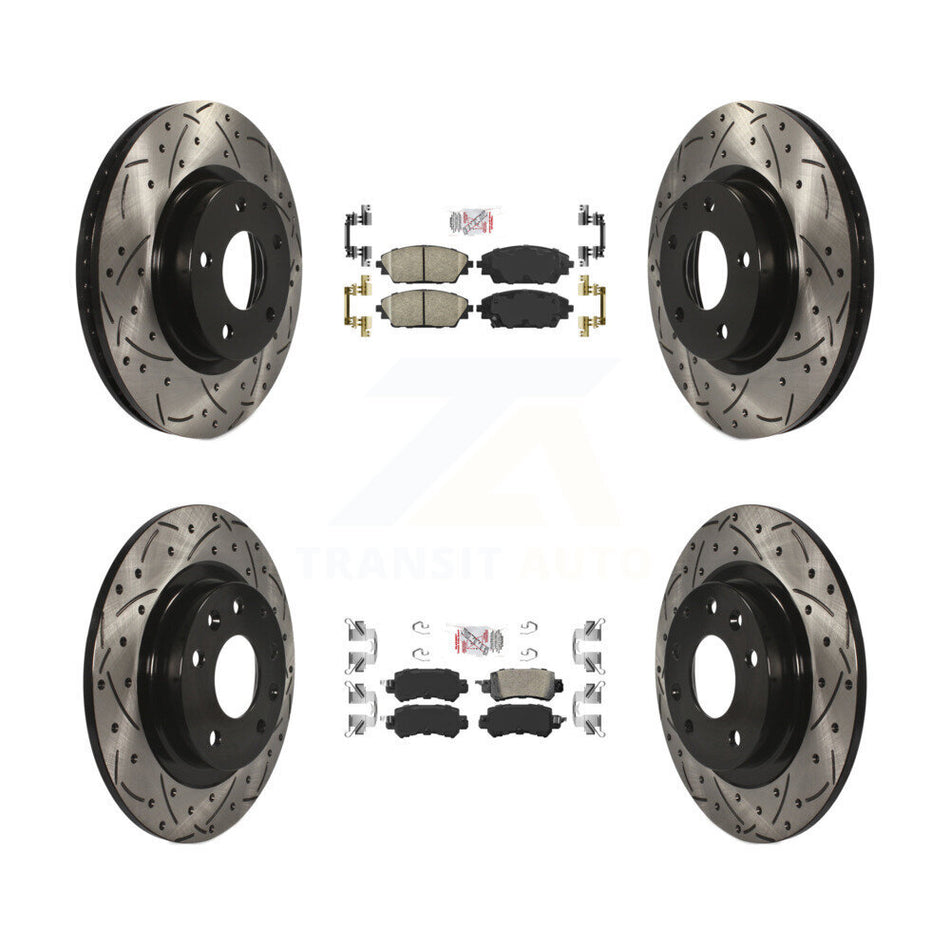 Front Rear Ceramic Pad Coat Drill Slot Disc Brake Rotors Kit For 2016-2018 Mazda CX-3 AWD KDA-101472