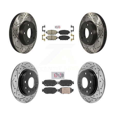 Front Rear Ceramic Pad Coat Drill Slot Disc Brake Rotors Kit For 2019-2022 Mazda CX-3 FWD KDA-101473