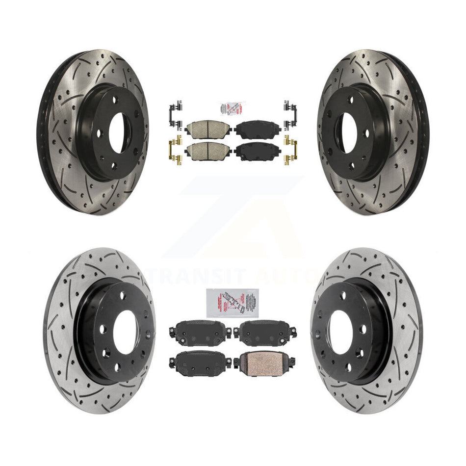 Front Rear Ceramic Pad Coat Drill Slot Disc Brake Rotors Kit For 2019-2022 Mazda CX-3 FWD KDA-101473