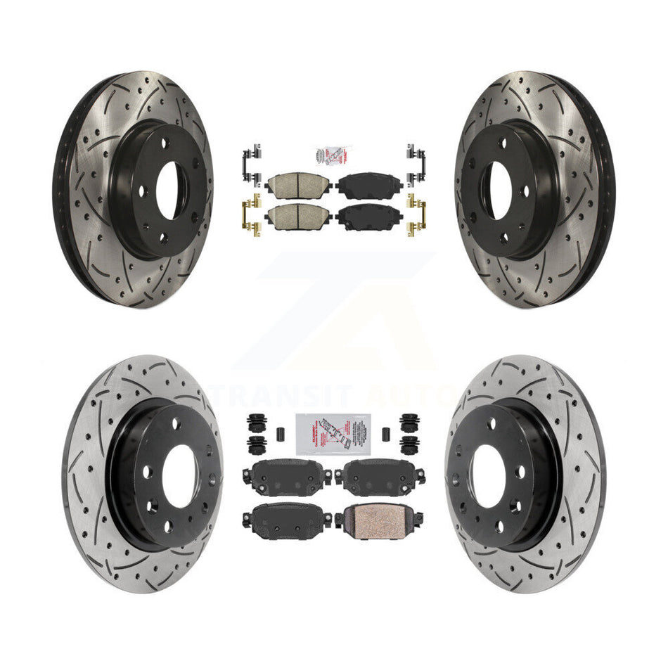 Front Rear Ceramic Pad Coat Drill Slot Disc Brake Rotors Kit For 2019-2022 Mazda CX-3 FWD KDA-101474