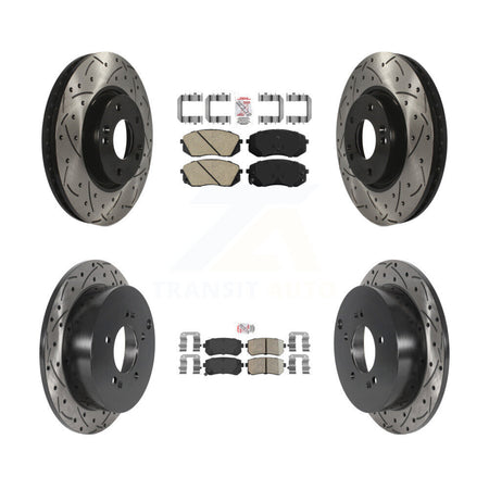 Front Rear Ceramic Pad Drilled Slot Disc Brake Rotors Kit For Hyundai Tucson Kia Sportage KDA-101476