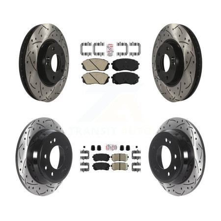 Front Rear Ceramic Pad Drilled Slot Disc Brake Rotors Kit For Hyundai Tucson Kia Sportage KDA-101477