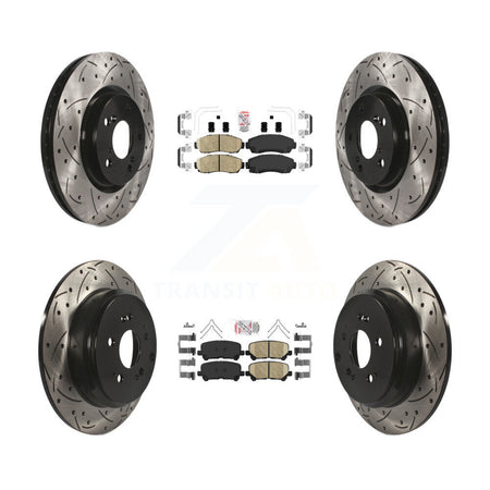 Front Rear Ceramic Pad Coated Drill Slot Disc Brake Rotor Kit For 2011-2014 Honda Odyssey KDA-101498