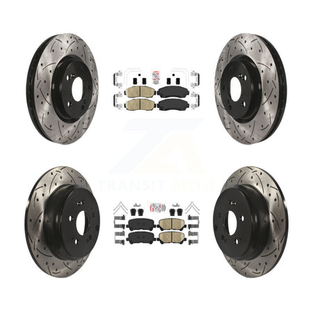 Front Rear Ceramic Pad Coated Drill Slot Disc Brake Rotor Kit For 2011-2014 Honda Odyssey KDA-101499