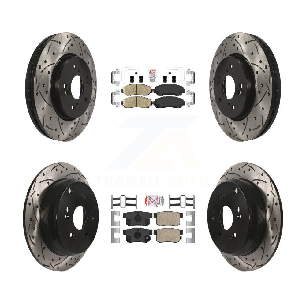 Front Rear Ceramic Pads And Coated Drilled Slotted Disc Brake Rotors Kit For Acura RDX KDA-101502