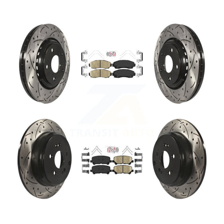 Front Rear Ceramic Pad Coated Drill Slot Disc Brake Rotor Kit For 2015-2017 Honda Odyssey KDA-101506