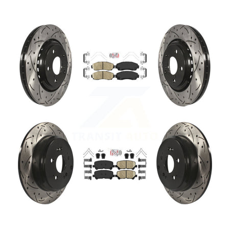 Front Rear Ceramic Pad Coated Drill Slot Disc Brake Rotor Kit For 2015-2017 Honda Odyssey KDA-101507