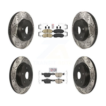 Front Rear Ceramic Pad Drilled Slot Disc Brake Rotor Kit For 2016-2019 Subaru Legacy 2.5L KDA-101508