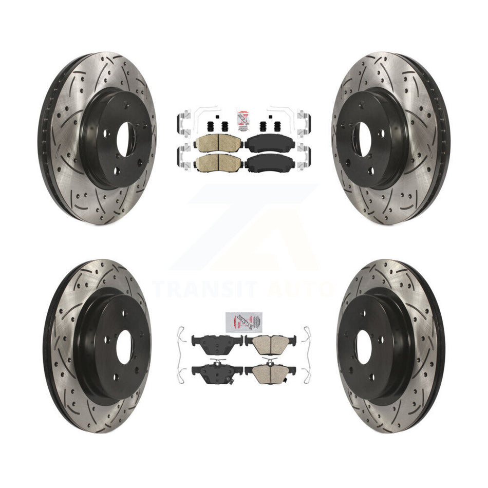 Front Rear Ceramic Pad Drilled Slot Disc Brake Rotor Kit For 2016-2019 Subaru Legacy 2.5L KDA-101508
