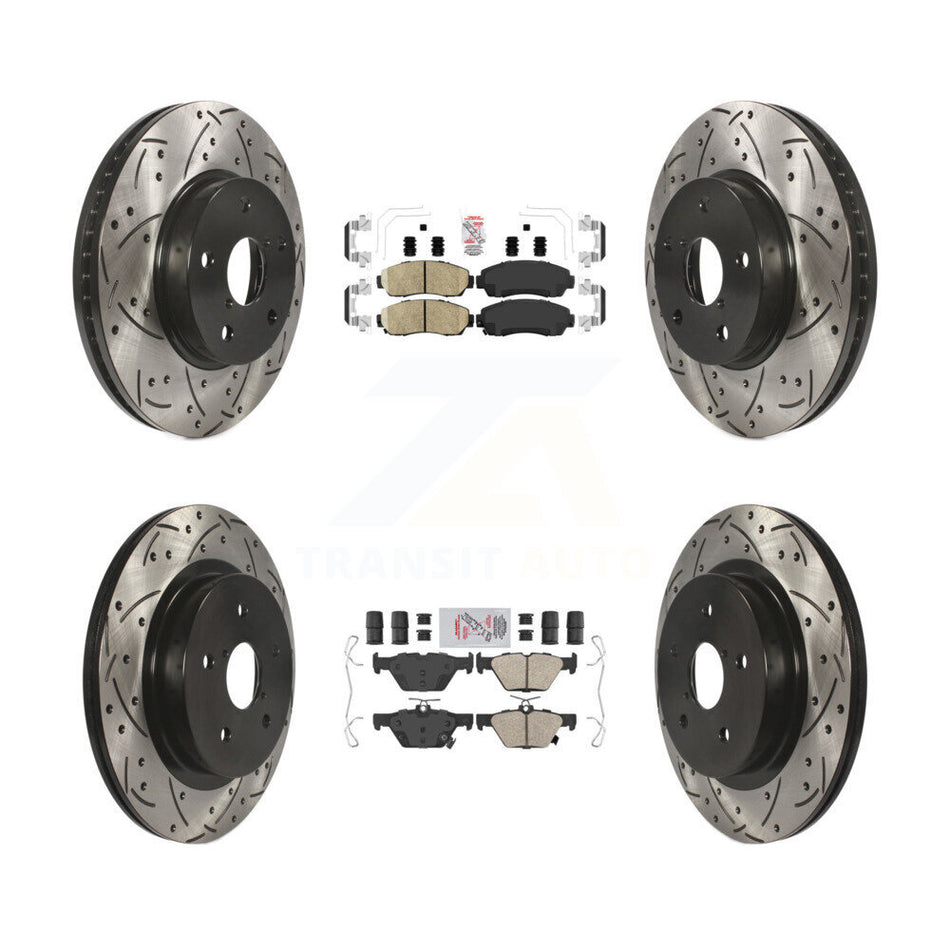 Front Rear Ceramic Pad Drilled Slot Disc Brake Rotor Kit For 2016-2019 Subaru Legacy 2.5L KDA-101509