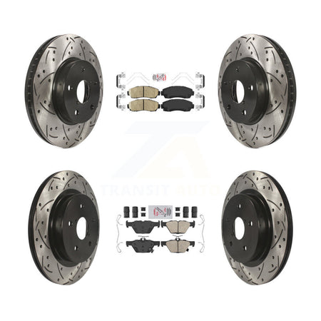 Front Rear Ceramic Pad Drilled Slot Disc Brake Rotor Kit For 2016-2019 Subaru Legacy 2.5L KDA-101513