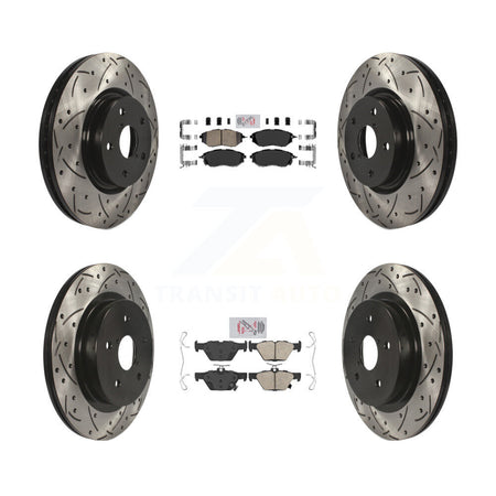 Front Rear Ceramic Pad Coat Drill Slot Disc Brake Rotor Kit For Subaru Outback WRX Legacy KDA-101514
