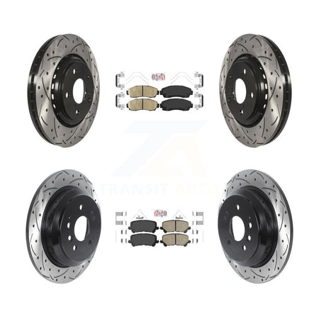 Front Rear Ceramic Pad Coat Drill Slot Disc Brake Rotors Kit For 2019-2024 Honda Passport KDA-101519