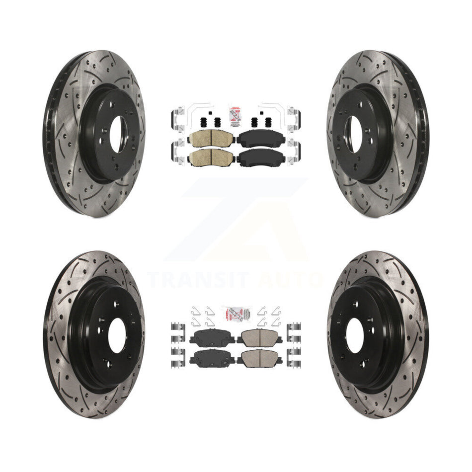 Front Rear Ceramic Pads And Coated Drilled Slotted Disc Brake Rotors Kit For Honda CR-V KDA-101522