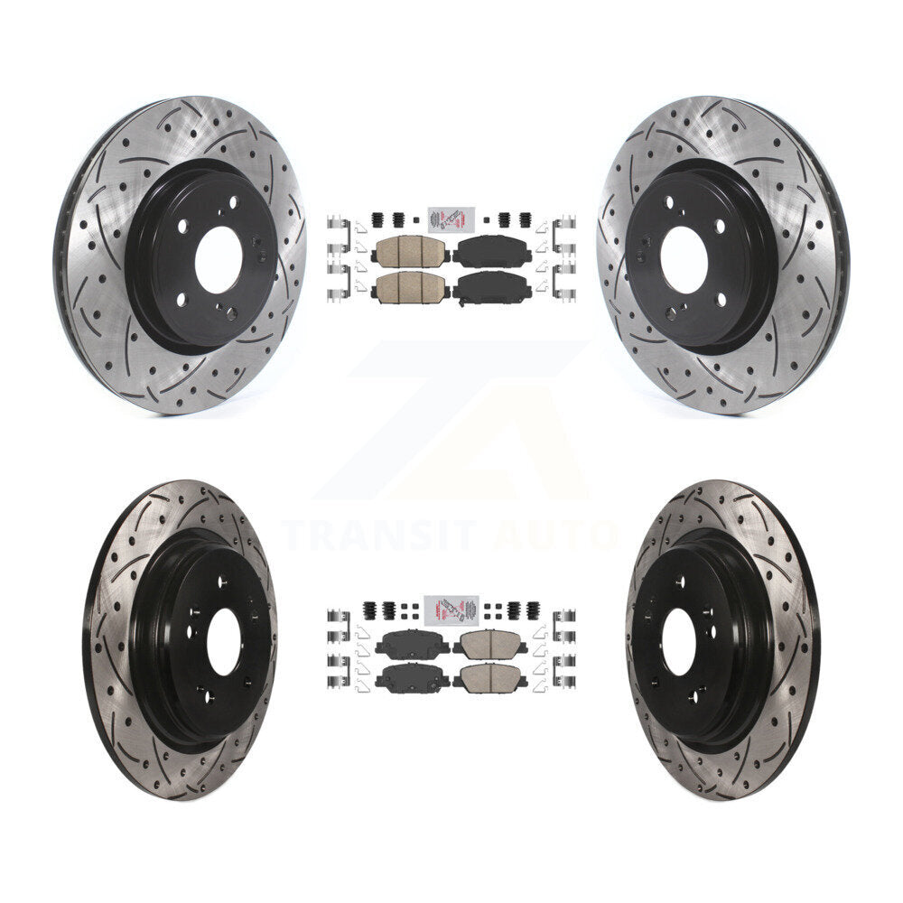 Front Rear Ceramic Pads And Coated Drilled Slotted Disc Brake Rotors Kit For Honda CR-V KDA-101525