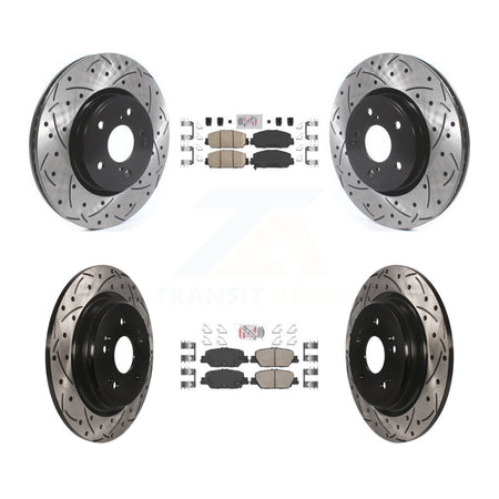 Front Rear Ceramic Pads And Coated Drilled Slotted Disc Brake Rotors Kit For Honda CR-V KDA-101527