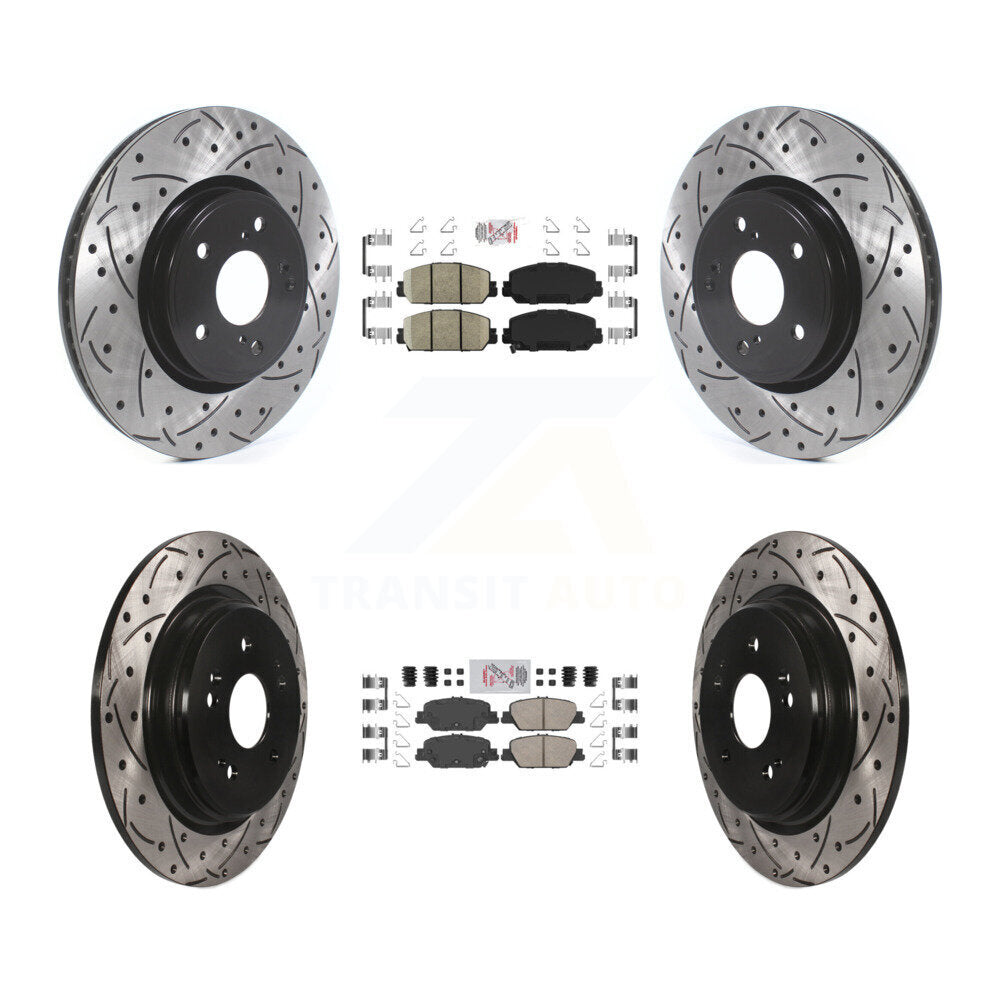 Front Rear Ceramic Pads And Coated Drilled Slotted Disc Brake Rotors Kit For Honda CR-V KDA-101529
