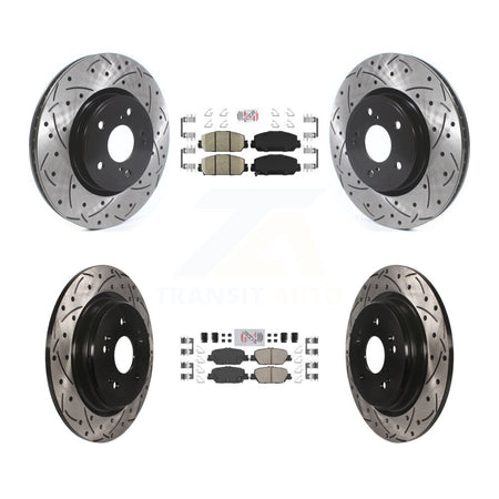 Front Rear Ceramic Pads And Coated Drilled Slotted Disc Brake Rotors Kit For Honda CR-V KDA-101529