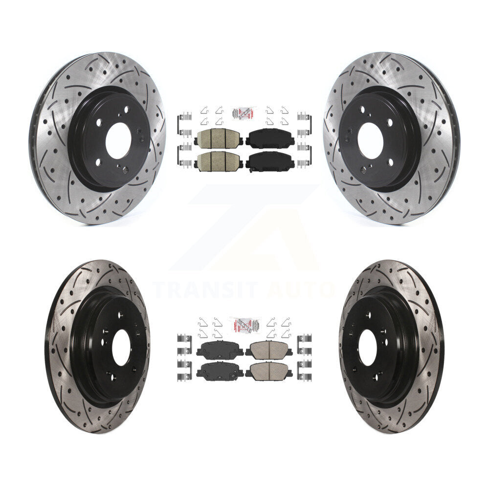 Front Rear Ceramic Pads And Coated Drilled Slotted Disc Brake Rotors Kit For Honda CR-V KDA-101531