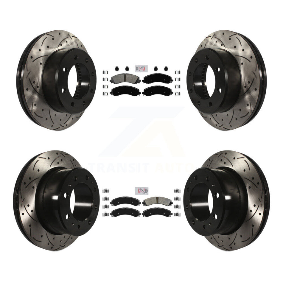 Front Rear Semi-Metallic Pad And Coated Drilled Slotted Disc Brake Rotor Kit For Ram 3500 KDA-101538