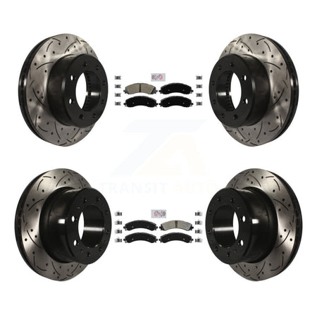 Front Rear Semi-Metallic Pad And Coated Drilled Slotted Disc Brake Rotor Kit For Ram 3500 KDA-101542