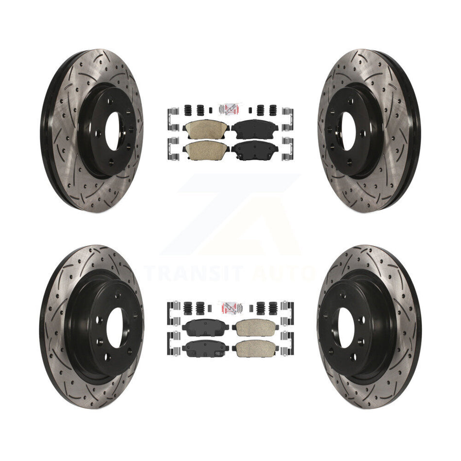 Front Rear Ceramic Pad Drilled Slot Brake Rotor Kit For Chevrolet Cruze Buick Verano Volt KDA-101544