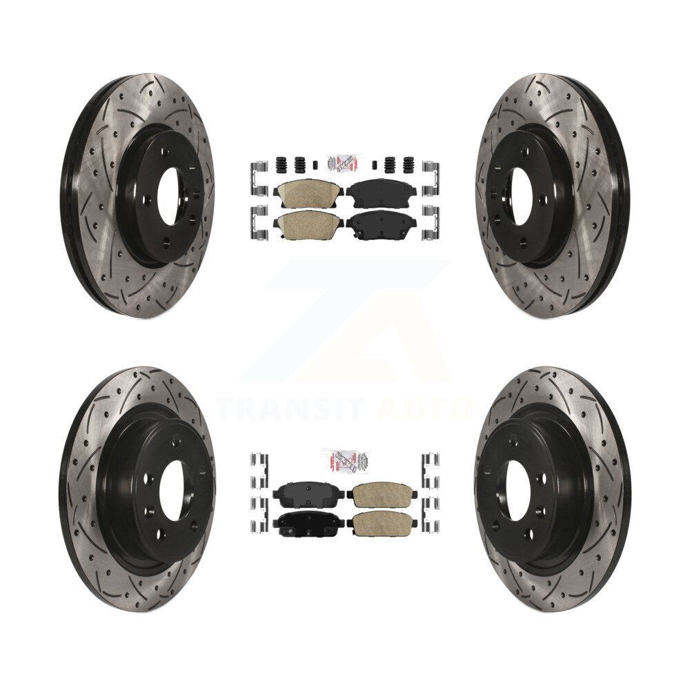 Front Rear Ceramic Pad Drilled Slot Brake Rotor Kit For Chevrolet Cruze Buick Verano Volt KDA-101545