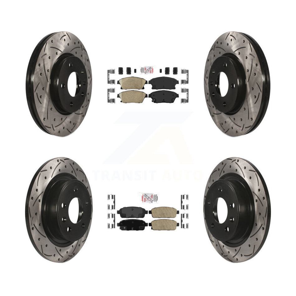 Front Rear Ceramic Pad Drilled Slot Brake Rotor Kit For Chevrolet Cruze Buick Verano Volt KDA-101545