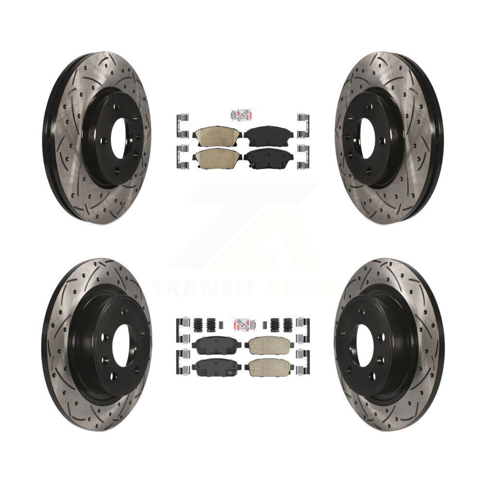 Front Rear Ceramic Pad Drilled Slot Brake Rotor Kit For Chevrolet Cruze Buick Verano Volt KDA-101546