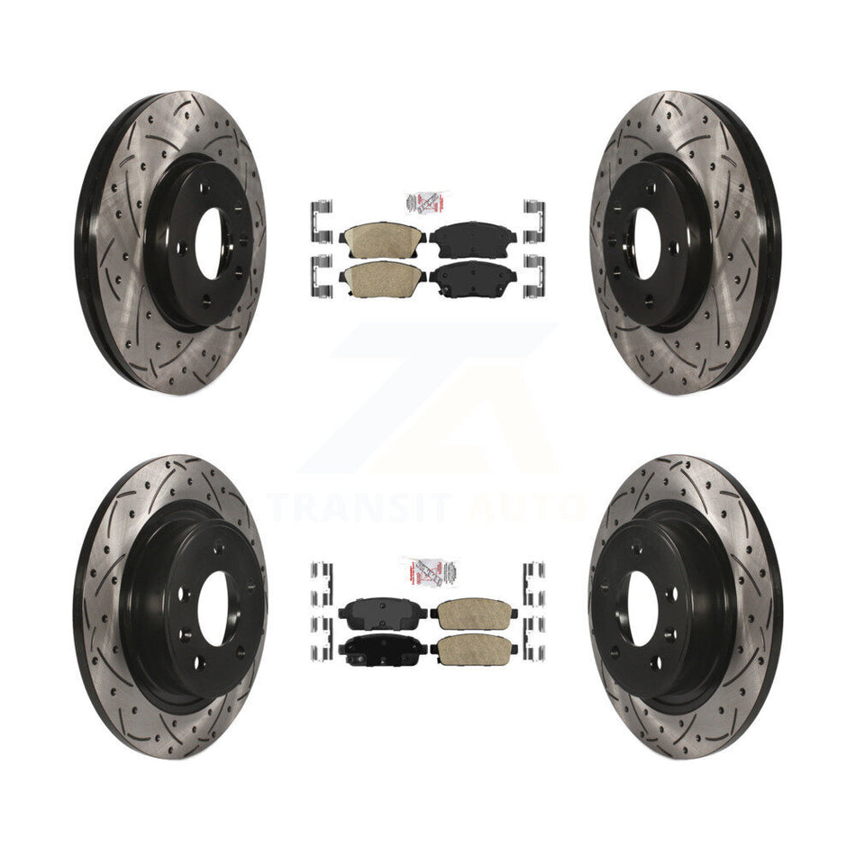 Front Rear Ceramic Pad Drilled Slot Brake Rotor Kit For Chevrolet Cruze Buick Verano Volt KDA-101547
