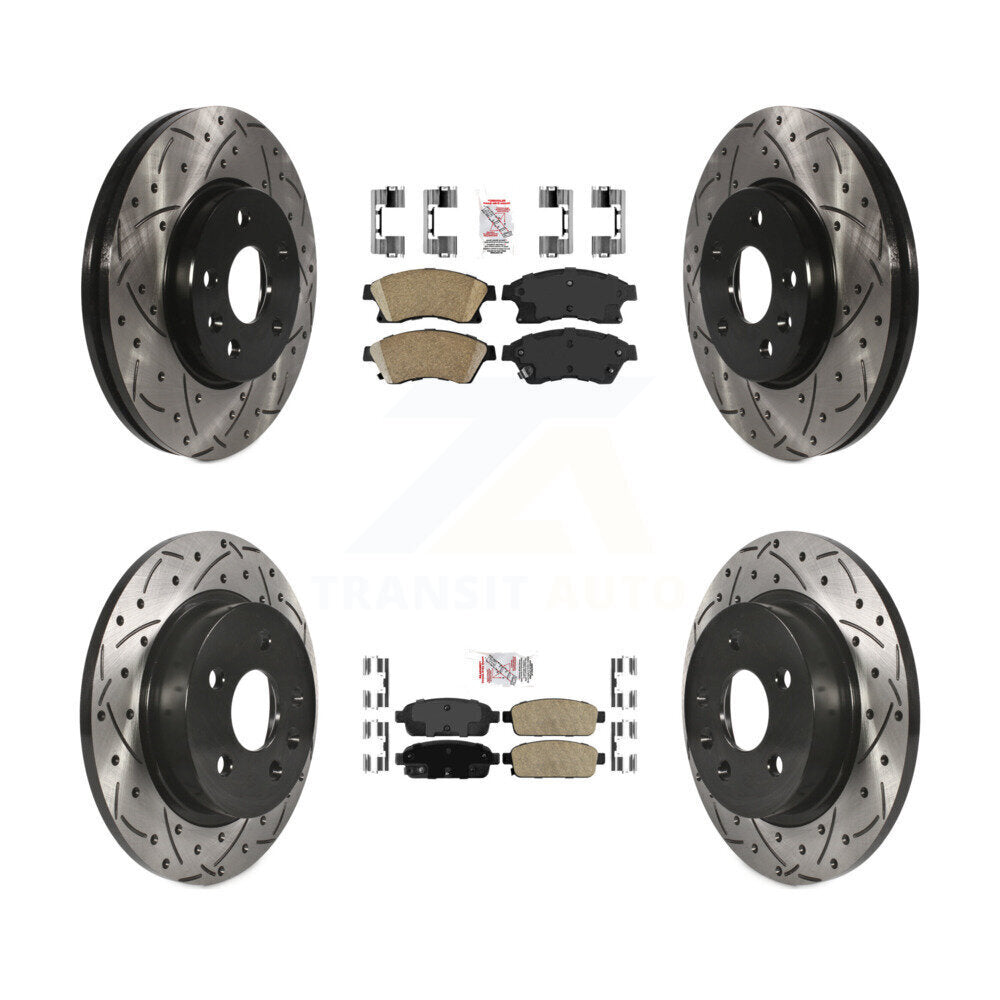 Front Rear Ceramic Pad Drill Slot Disc Brake Rotors Kit For Chevrolet Cruze Sonic Limited KDA-101549