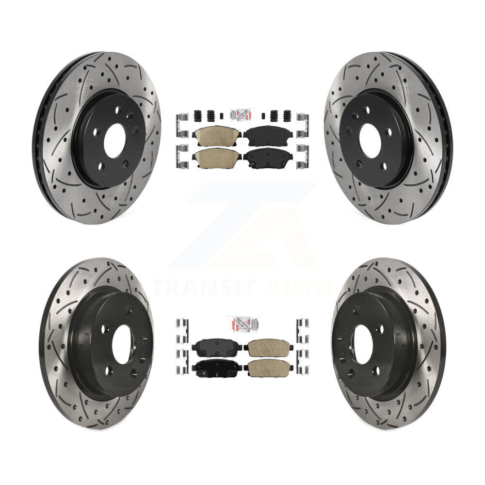 Front Rear Ceramic Pad Drilled Slot Disc Brake Rotors Kit For Chevrolet Trax Buick Encore KDA-101553