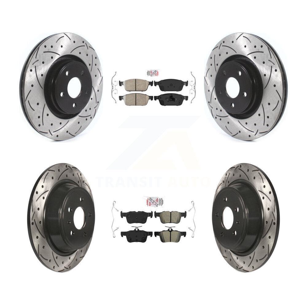 Front Ceramic Rear Semi-Metallic Pad Coat Drill Slot Disc Brake Rotor Kit For Lincoln MKC KDA-101556