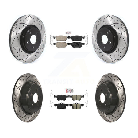 Front Ceramic Rear Semi-Metallic Pad Coat Drill Slot Disc Brake Rotor Kit For Lincoln MKC KDA-101556