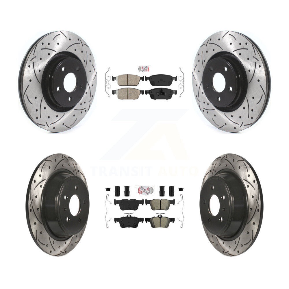 Front Ceramic Rear Semi-Metallic Pad Coat Drill Slot Disc Brake Rotor Kit For Lincoln MKC KDA-101557
