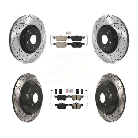 Front Ceramic Rear Semi-Metallic Pad Coat Drill Slot Disc Brake Rotor Kit For Lincoln MKC KDA-101557