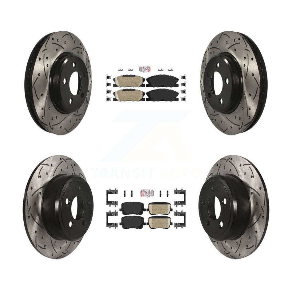 Front Rear Ceramic Pad Drill Slot Brake Rotor Kit For Dodge Charger Pursuit with RWD 3.6L KDA-101562