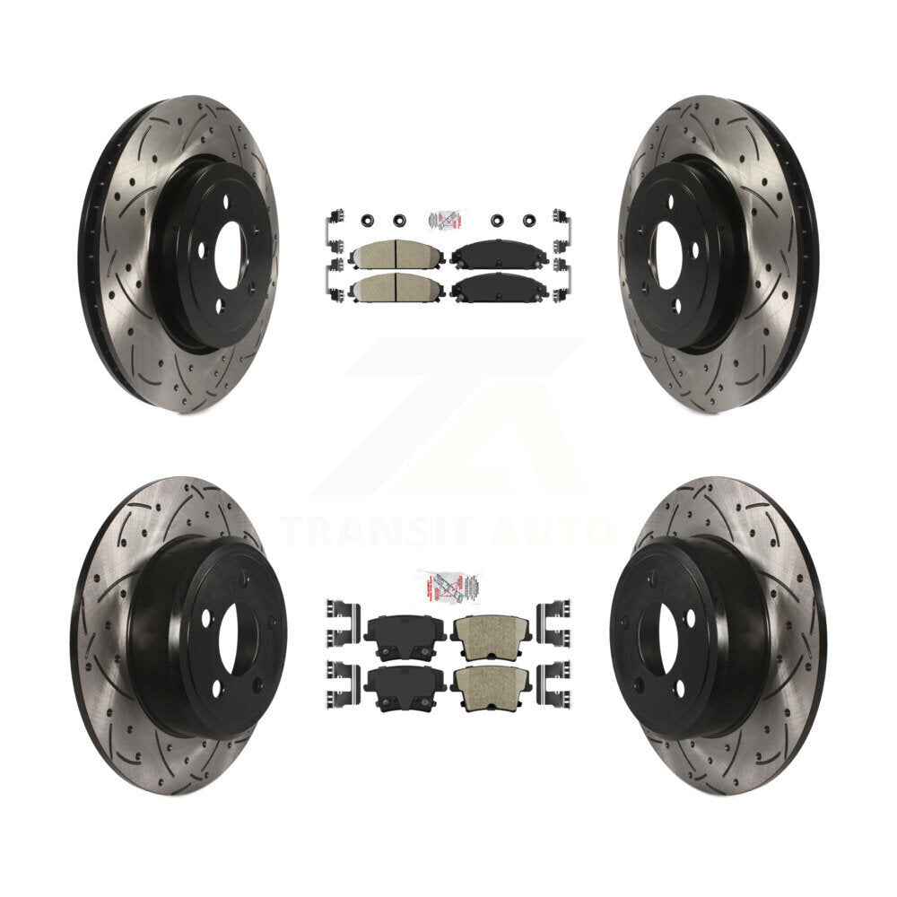 Front Rear Ceramic Pad Drilled Slot Brake Rotors Kit For 05-06 Chrysler 300 AWD with 3.5L KDA-101567