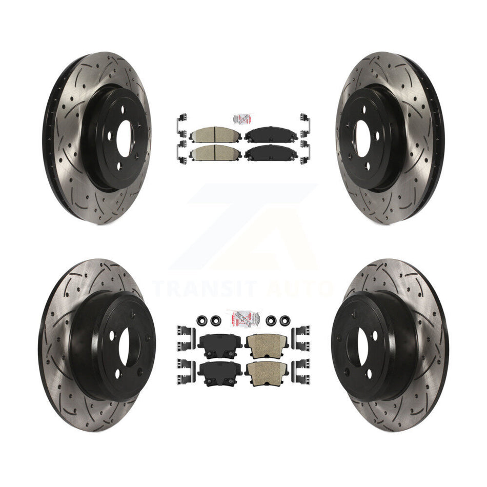 Front Rear Ceramic Pad Drilled Slot Brake Rotors Kit For 05-06 Chrysler 300 AWD with 3.5L KDA-101572