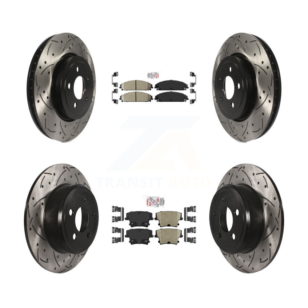 Front Rear Ceramic Pad Drilled Slot Brake Rotors Kit For 05-06 Chrysler 300 AWD with 3.5L KDA-101573