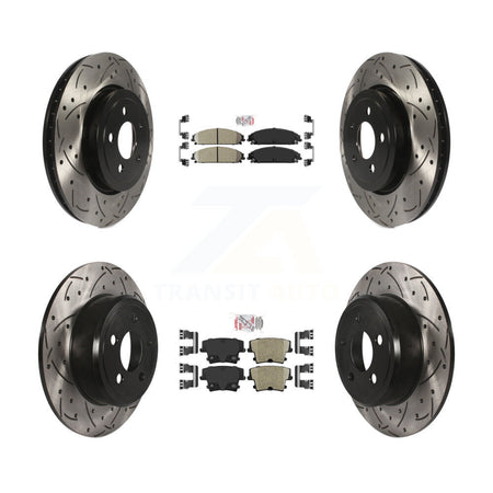Front Rear Ceramic Pad Drilled Slot Brake Rotors Kit For 05-06 Chrysler 300 AWD with 3.5L KDA-101573