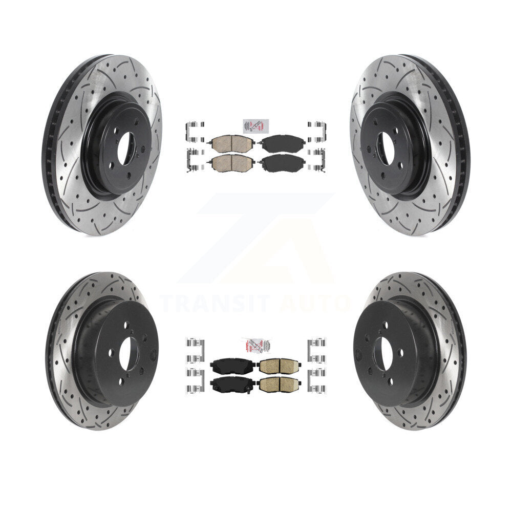 Front Rear Ceramic Pad Drill Slot Disc Brake Rotor Kit For 2014-2018 Subaru Forester 2.0L KDA-101584