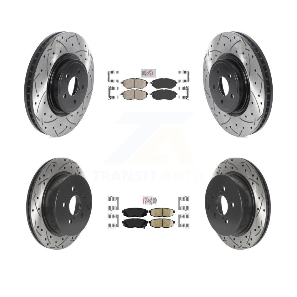 Front Rear Ceramic Pad Drill Slot Disc Brake Rotor Kit For 2014-2018 Subaru Forester 2.0L KDA-101584
