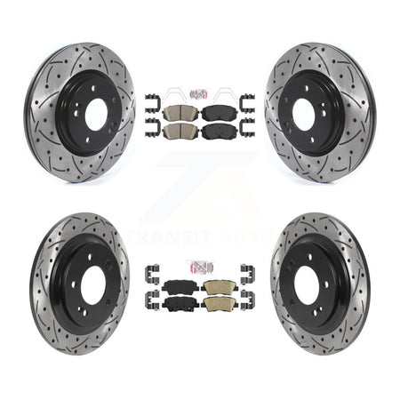 Front Rear Ceramic Pad Drill Slot Disc Brake Rotors Kit For Hyundai Elantra GT Kia Forte5 KDA-101589
